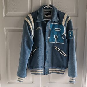 Vintage Butwin Wool Varsity High School Jacket Light Blue & White + Pins Dan